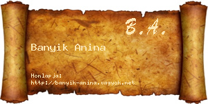 Banyik Anina névjegykártya